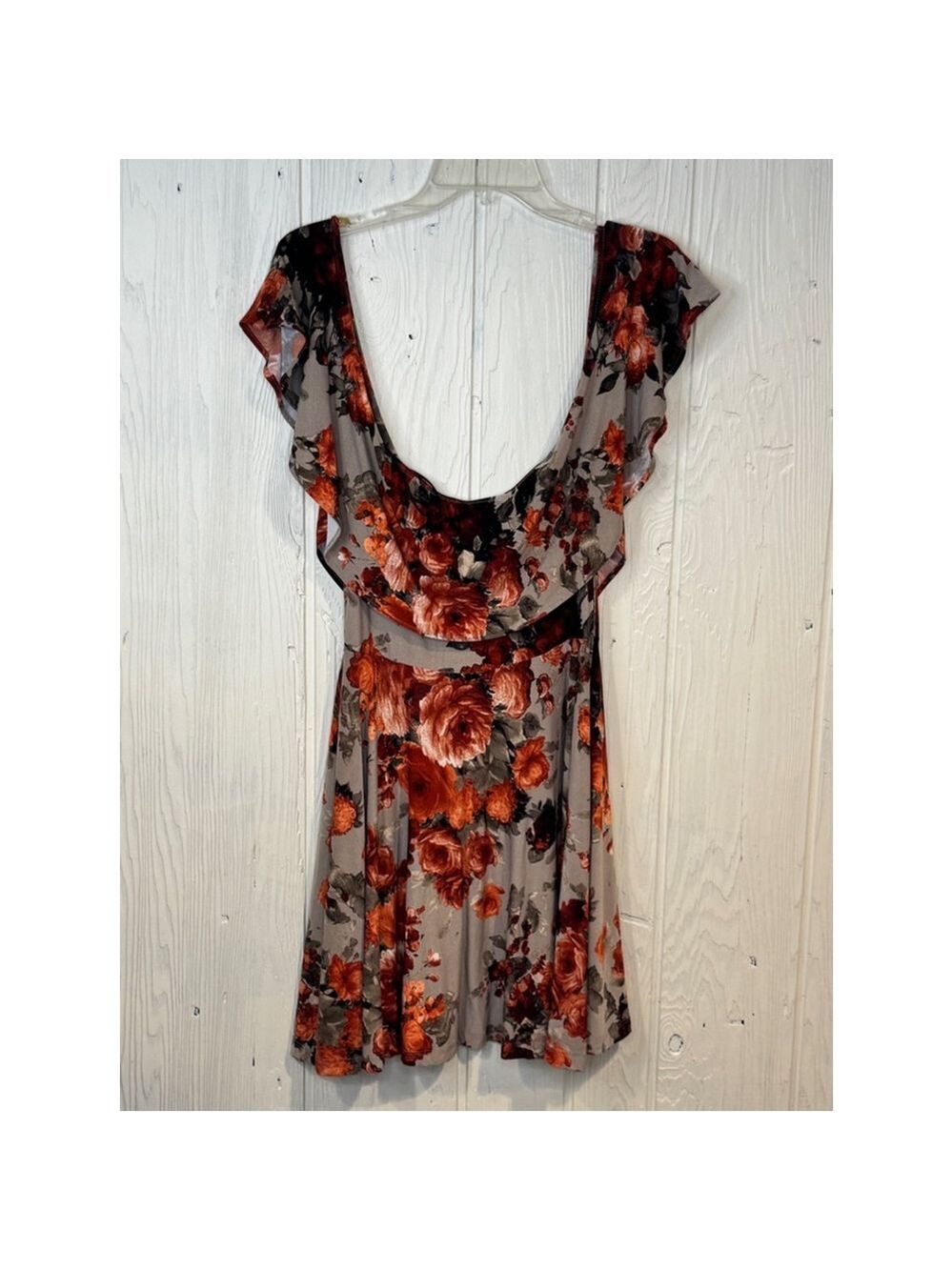 Windsor Women's Off Shoulder Floral Dress Gray Orange Size M